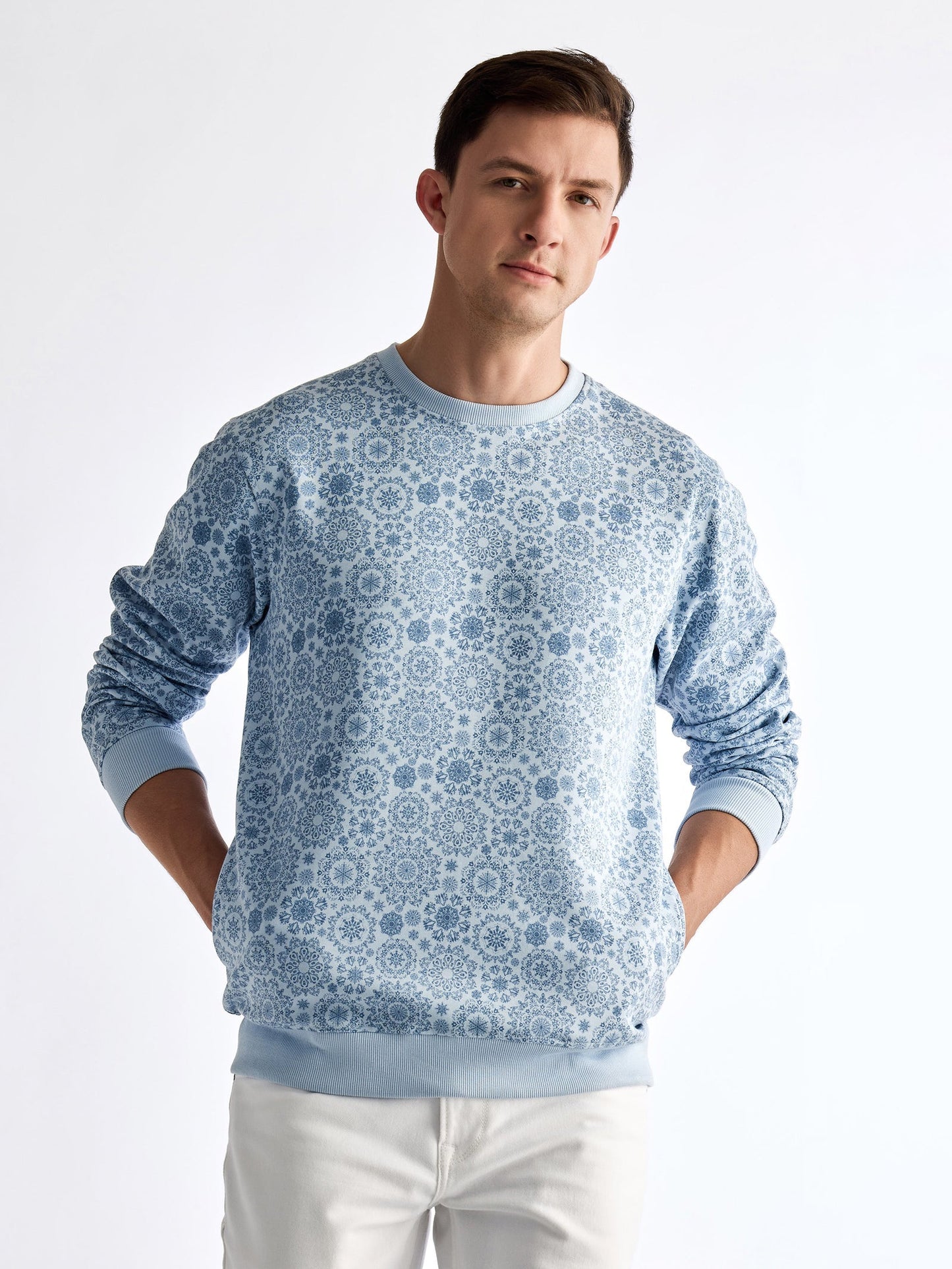 Blue Printed Sweatshirt