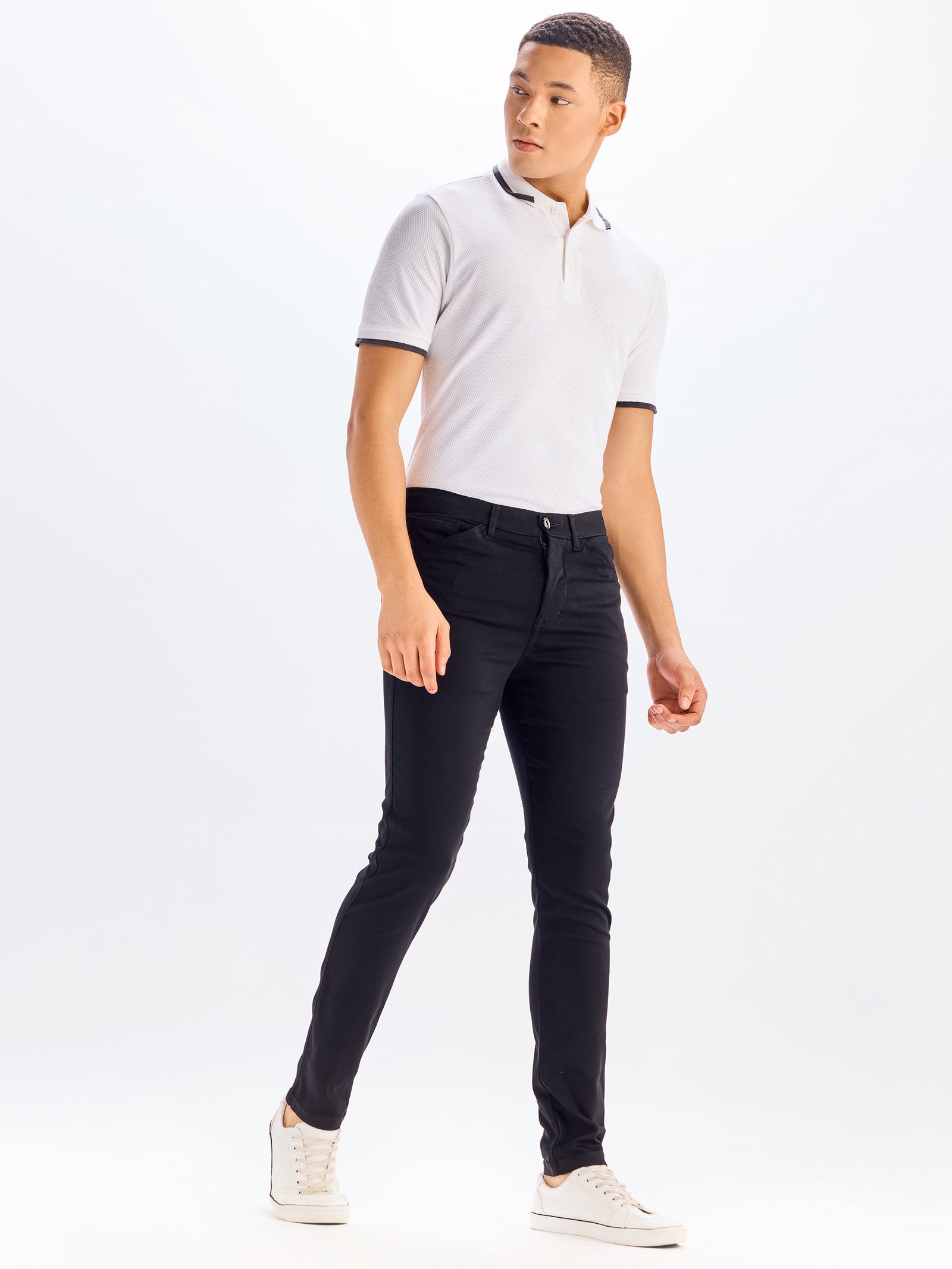 Black Skinny Fit Stretch Ankle Travel Pant