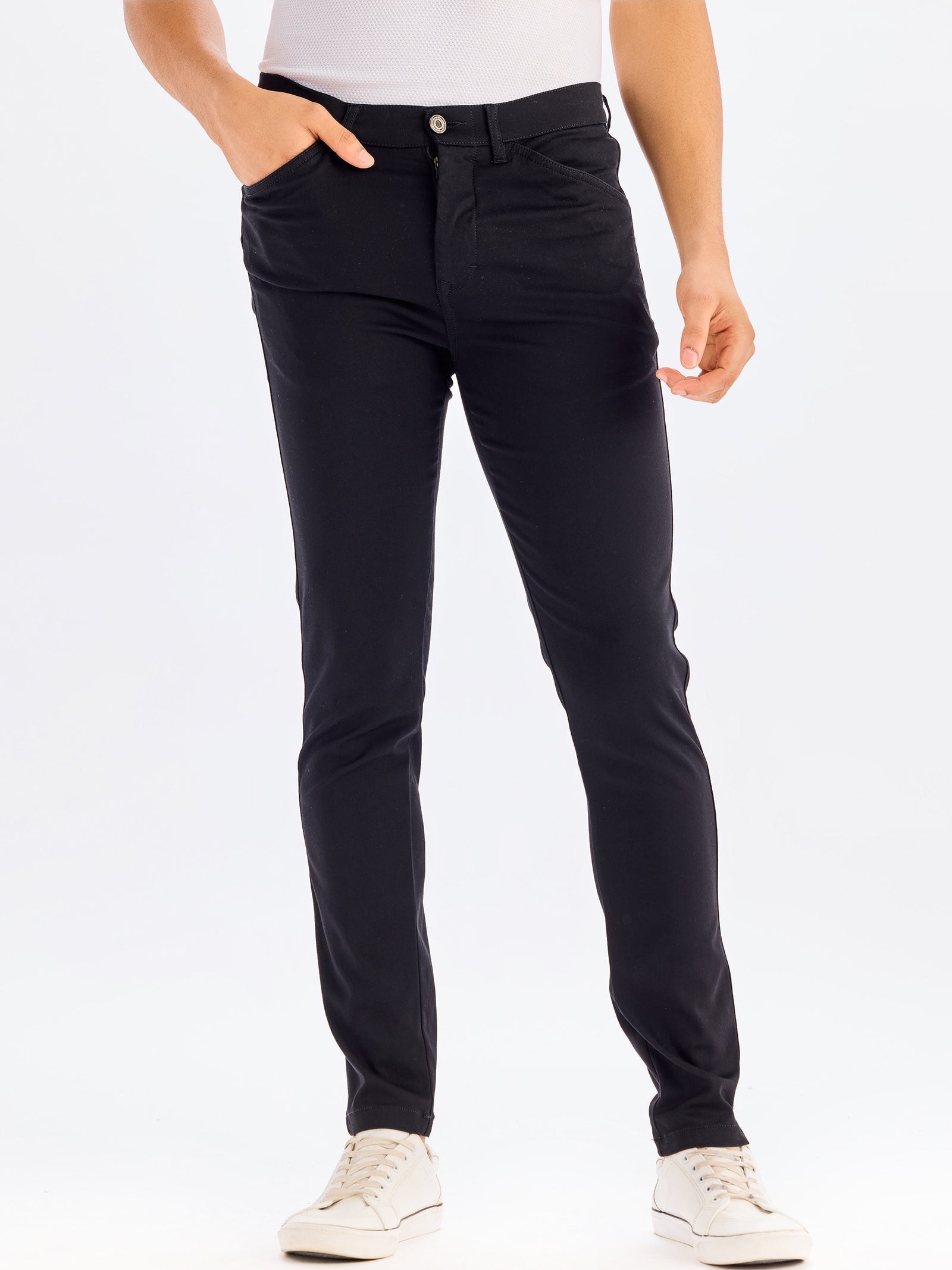 Black Skinny Fit Stretch Ankle Travel Pant