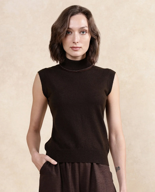 Rareism Women Sarona Dark Brown Plain Top