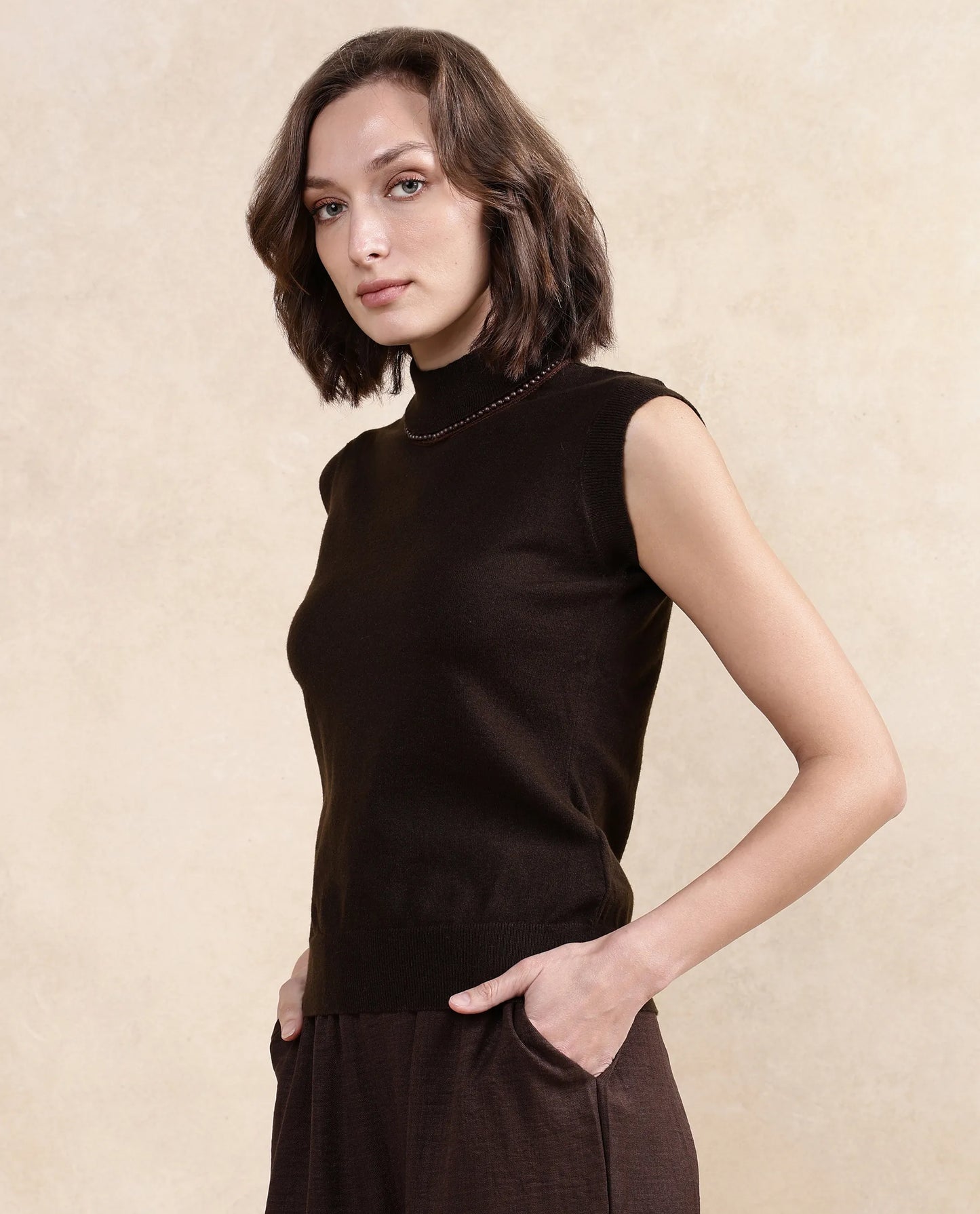 Rareism Women Sarona Dark Brown Plain Top