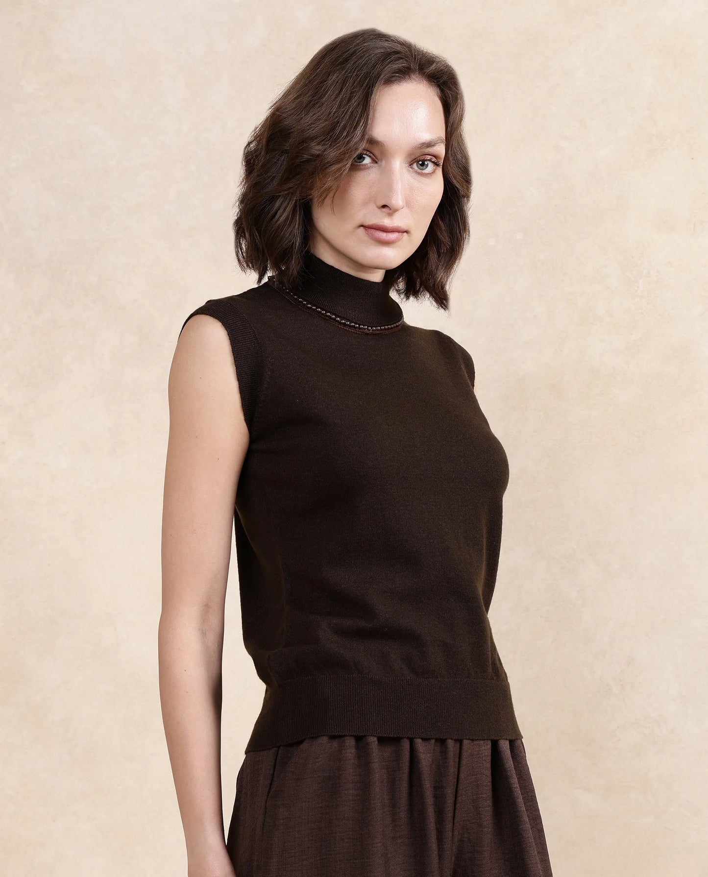 Rareism Women Sarona Dark Brown Plain Top