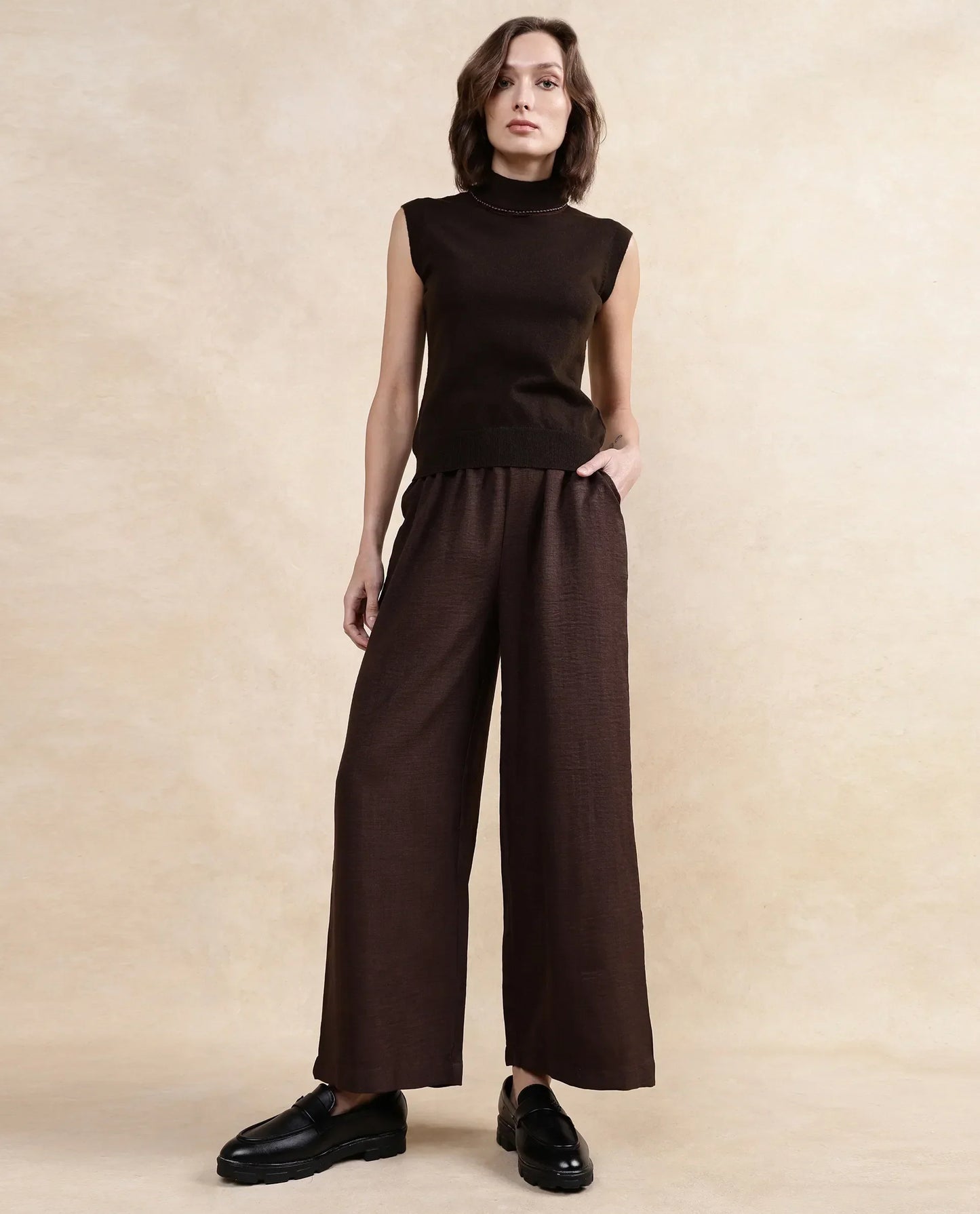 Rareism Women Sarona Dark Brown Plain Top