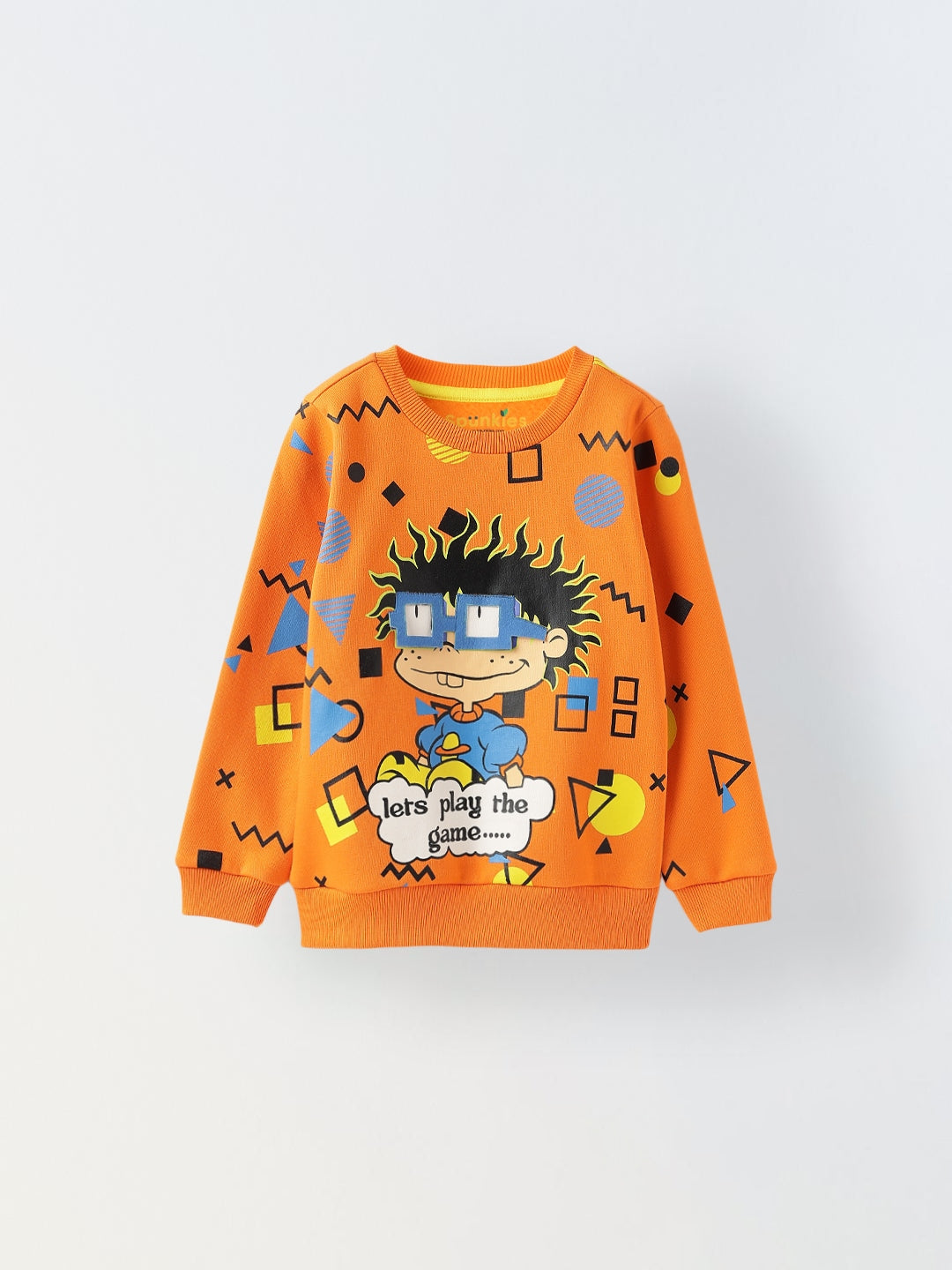 Printed Fleece Sweatshirt – Orange | Soft Cotton-Poly Blend, Regular Fit