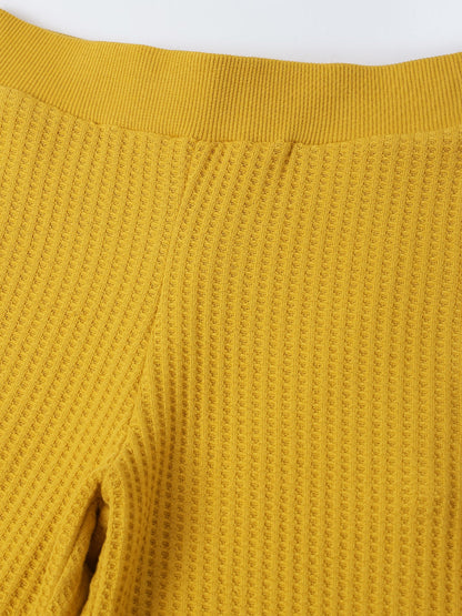 Spunkies Cotton Honey Combed Waffle Knit Solid Regular Casual Wear Set Boy Full Sleeve Yellow Soft Fabric