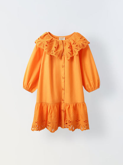 Crisp Orange Dress For Girls