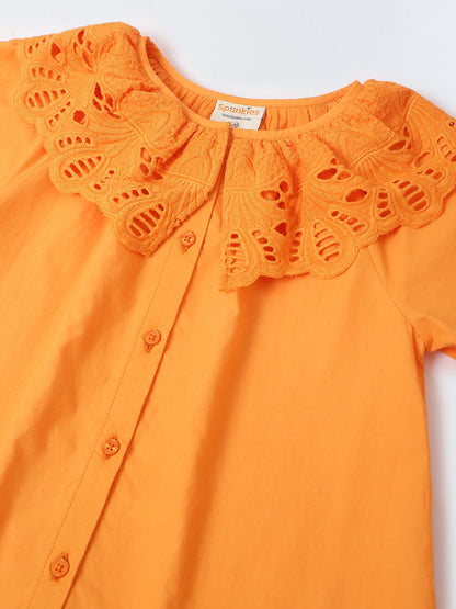 Crisp Orange Dress For Girls