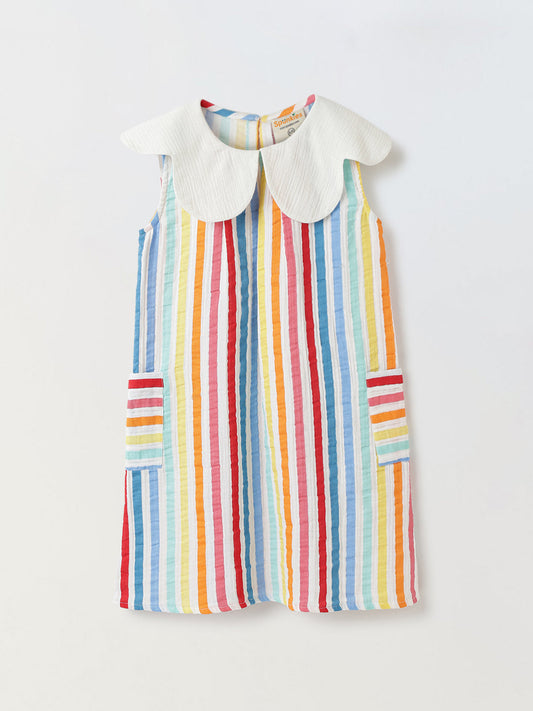 Girls Colorful Strip Classic Dress