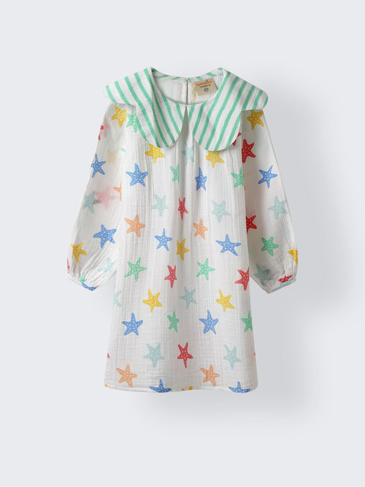 Girls Colorful Star print Classic Dress