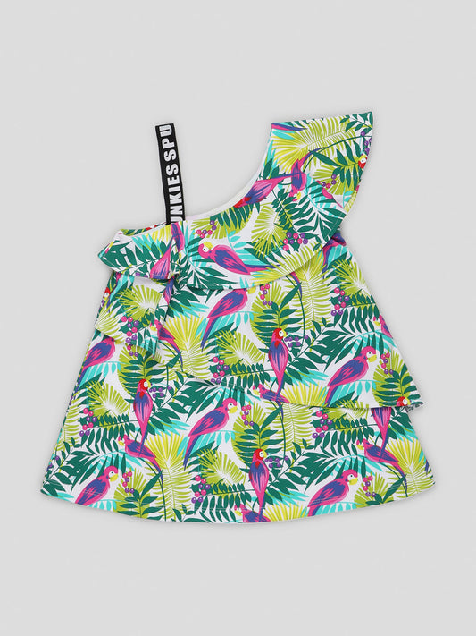 Quirky Printed one-strap dress for girls