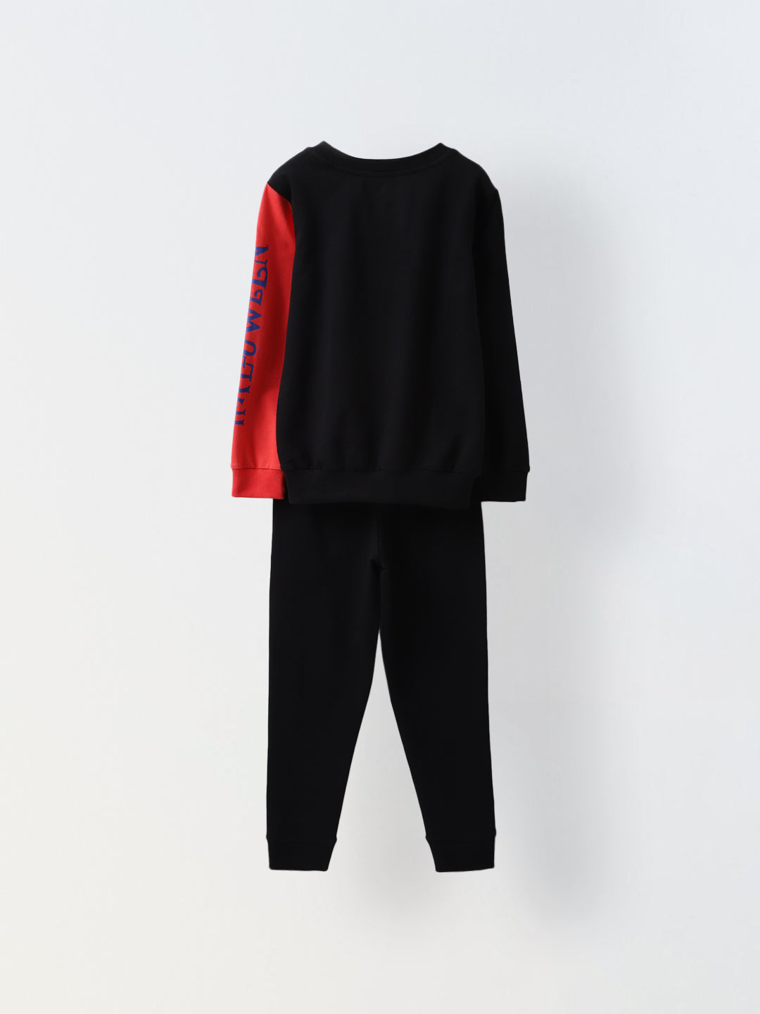 Spunkies Cotton Spandex Terry Knit Printed Regular Casual Wear Set Boys Full Sleeve Black Soft Fabric