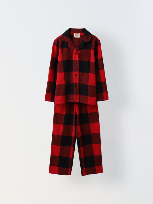 Red & Black Plaid Set for Kids