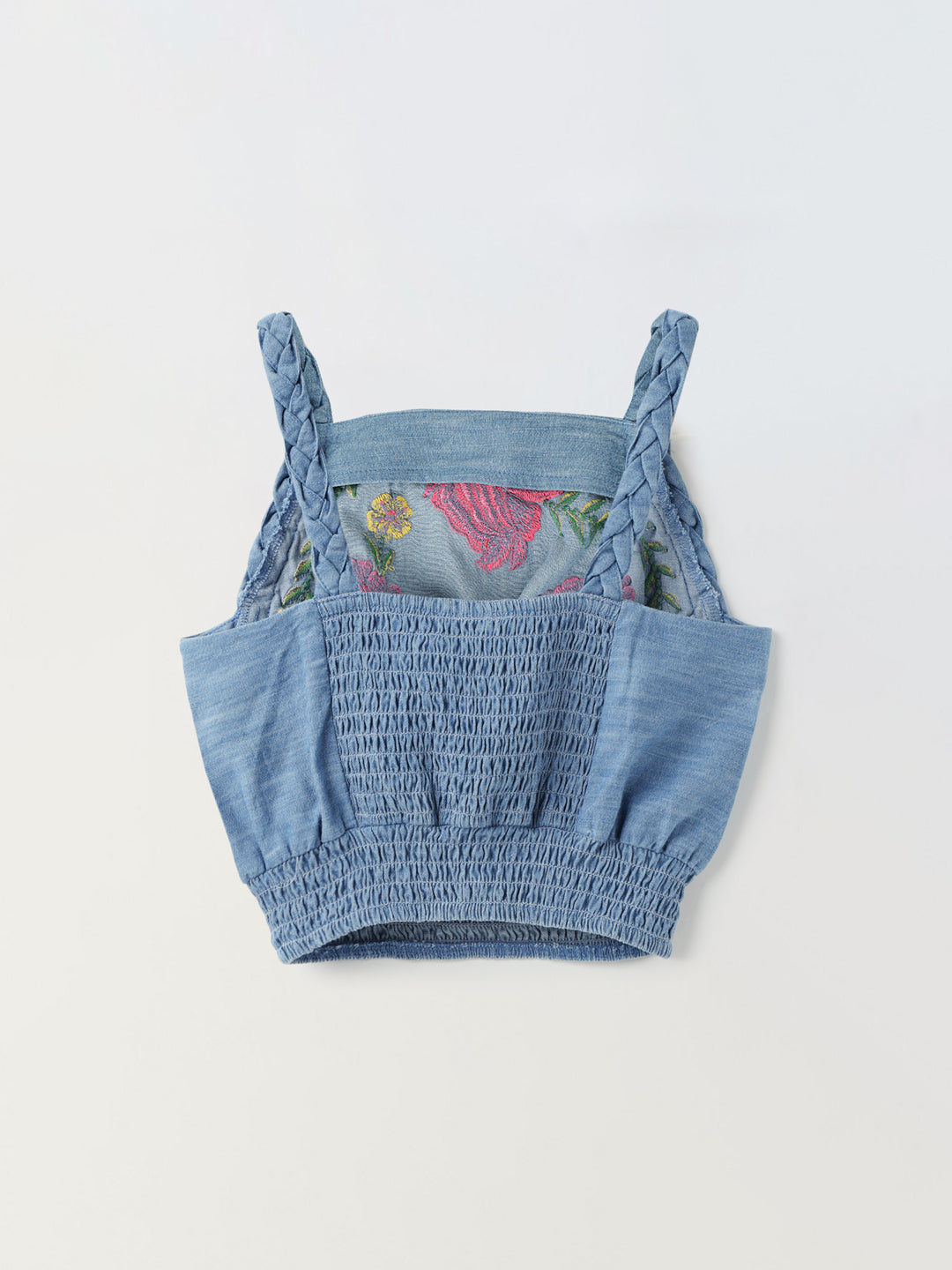 Embroidered Denim Crop Top