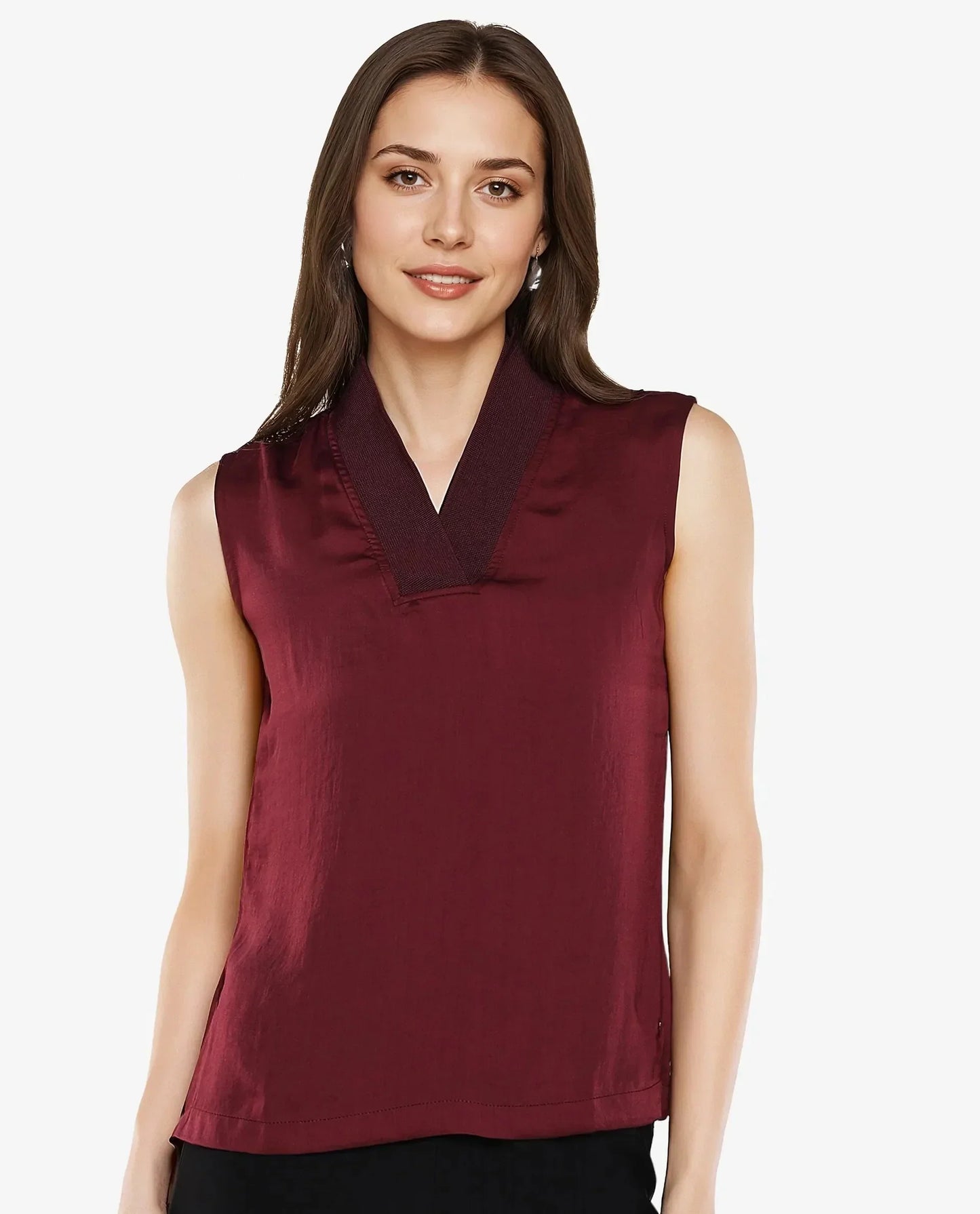 Rareism Women Siyar Maroon Plain Top