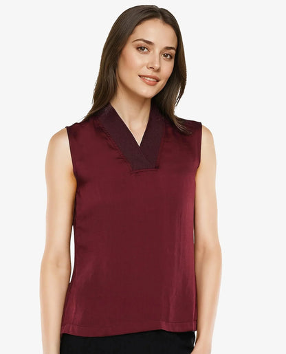 Rareism Women Siyar Maroon Plain Top