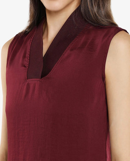 Rareism Women Siyar Maroon Plain Top