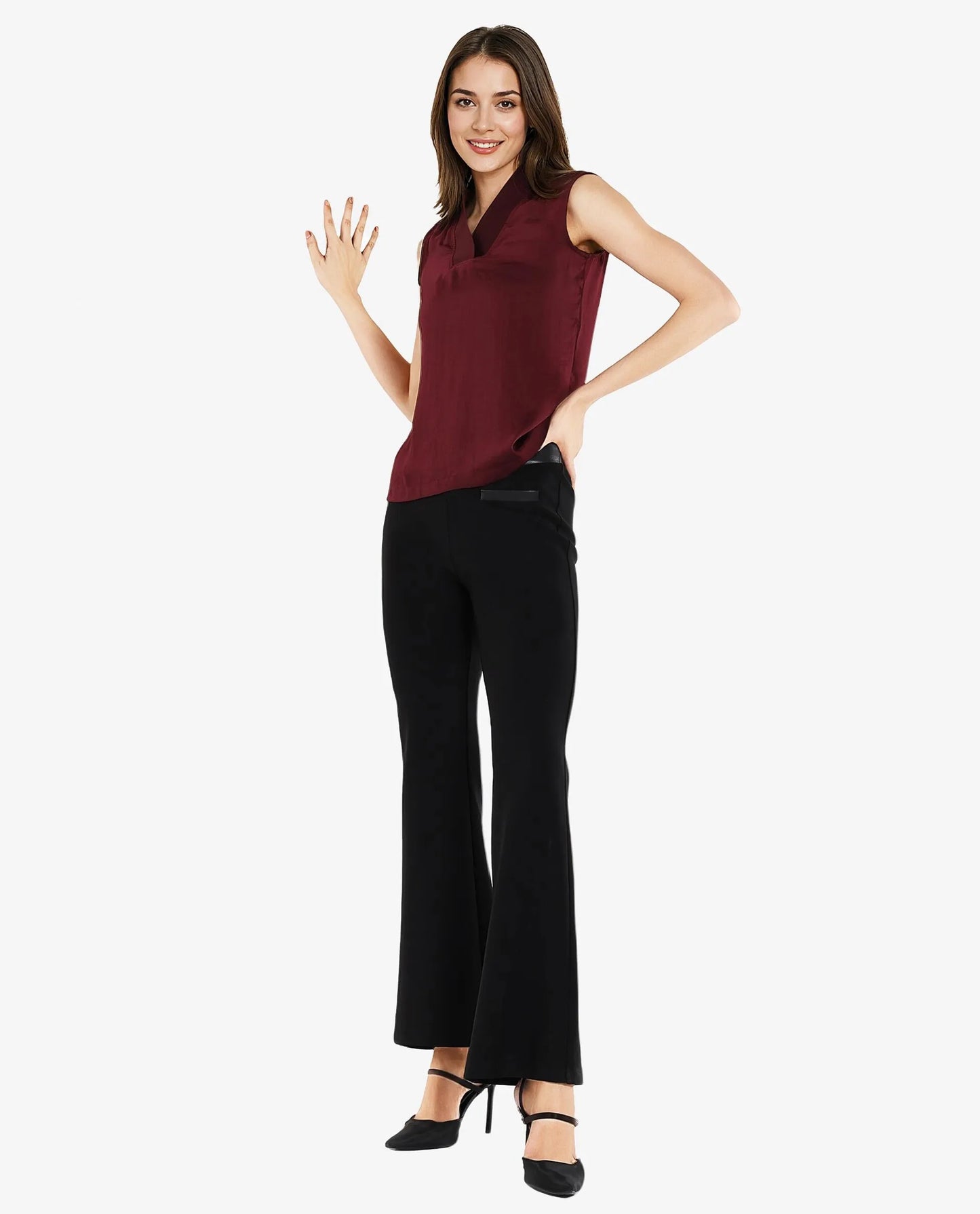 Rareism Women Siyar Maroon Plain Top