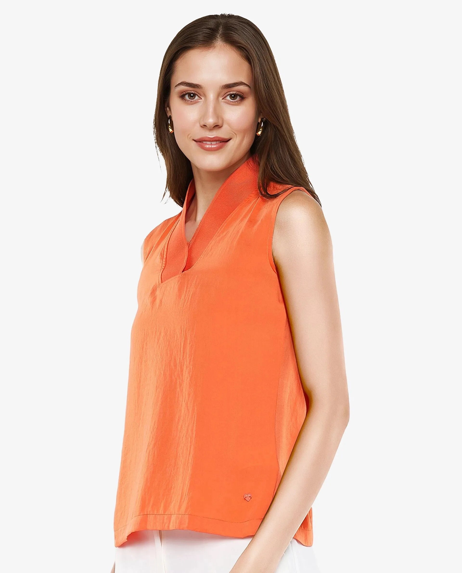 Rareism Women Siyar Orange Plain Top