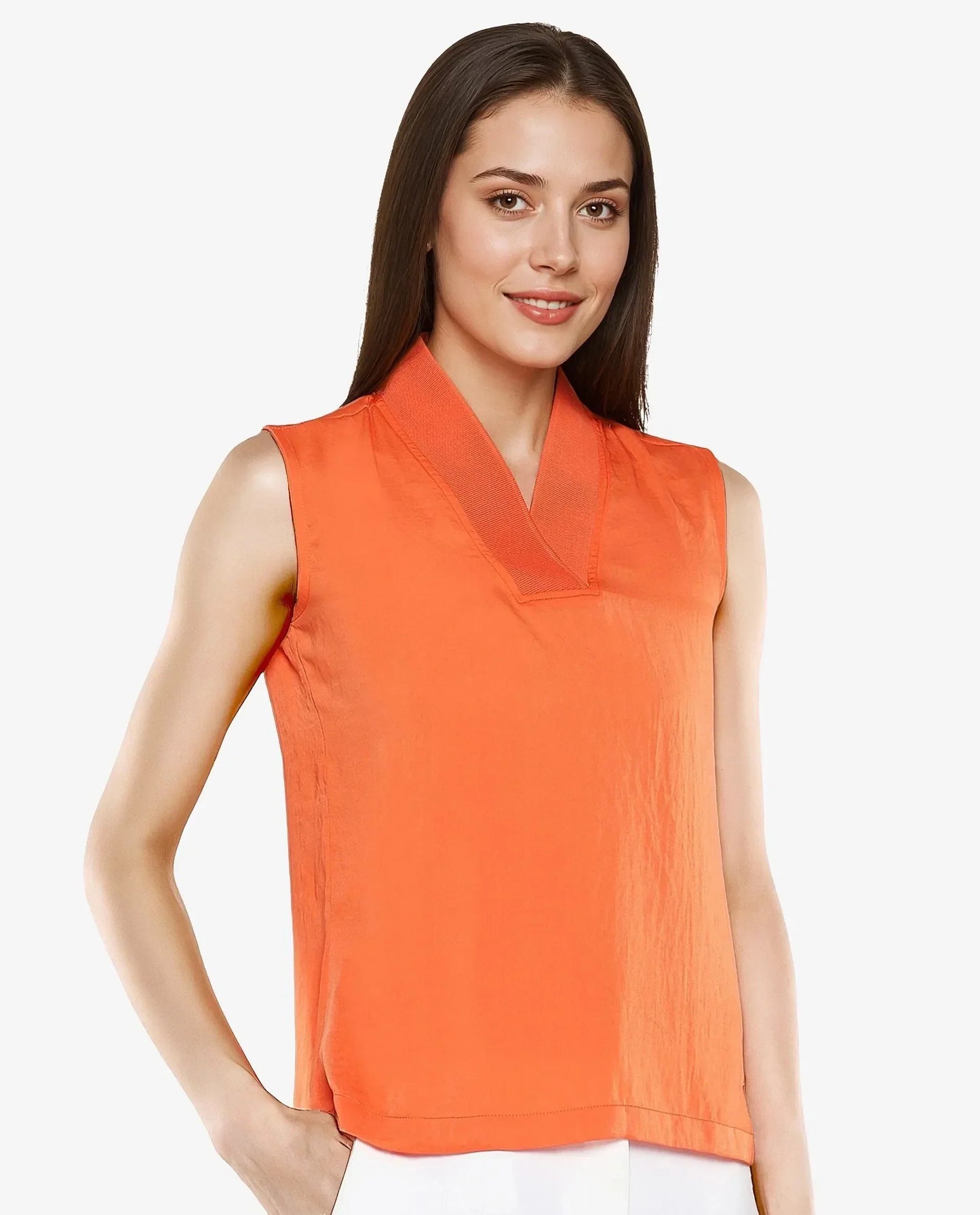 Rareism Women Siyar Orange Plain Top