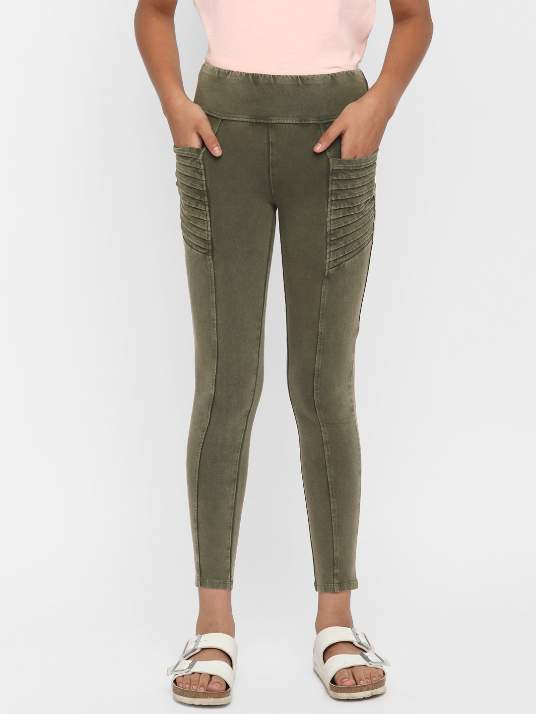 Spunkies-Girls-Slim-Fit Legging-Olive