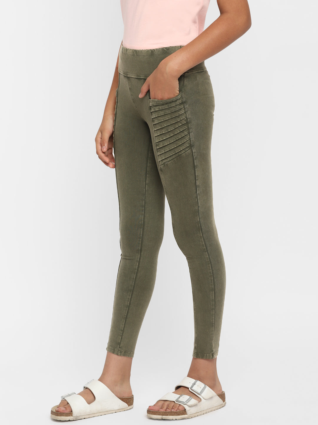 Spunkies-Girls-Slim-Fit Legging-Olive