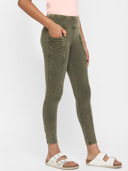 Spunkies-Girls-Slim-Fit Legging-Olive