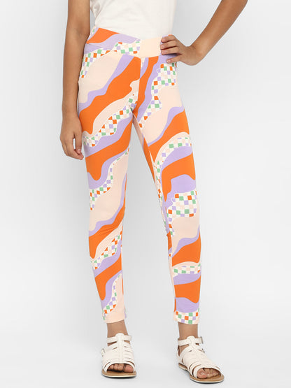 Spunkies-Girls-All Over-Printed-Legging-Orange