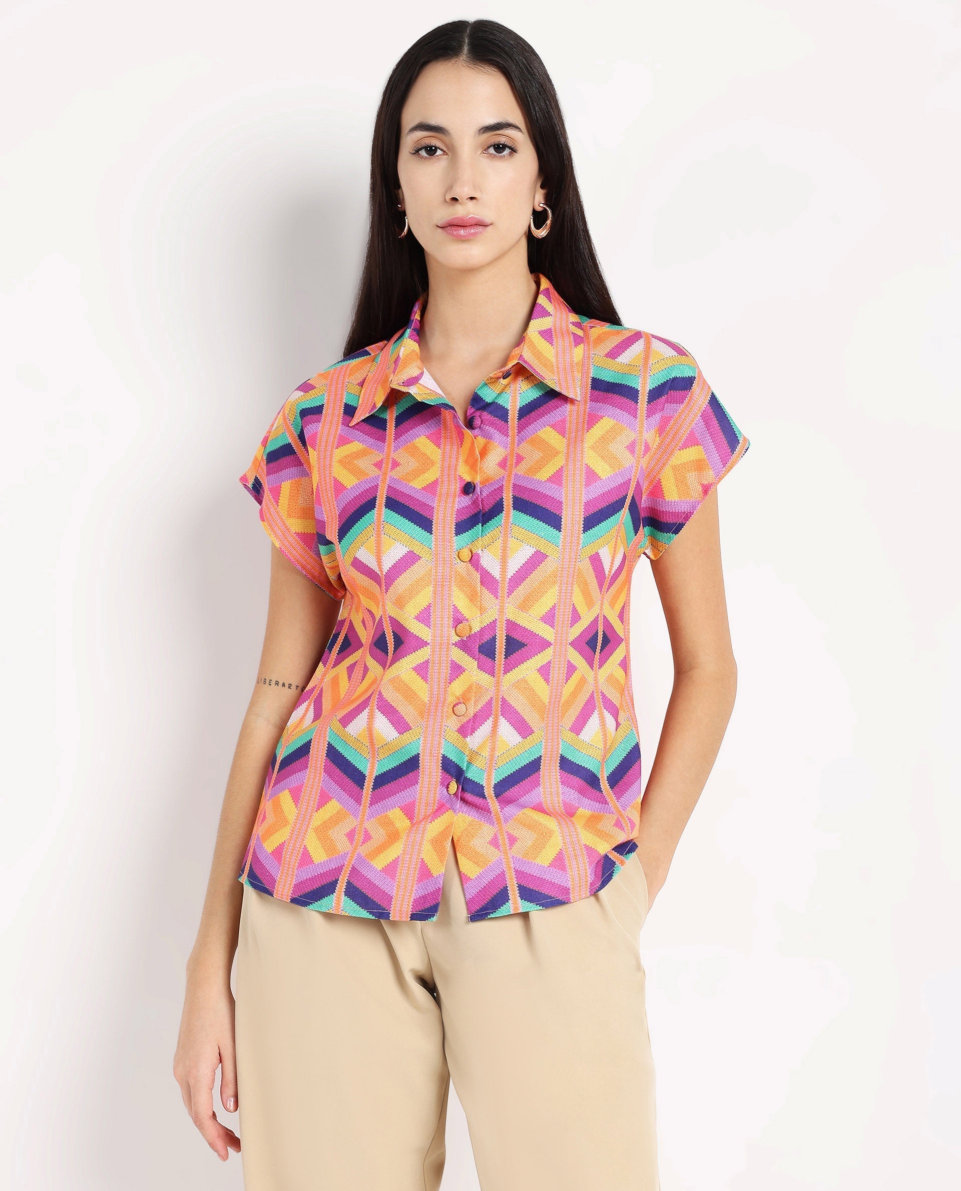 Rareism Women Tarasa Multi Printed Top