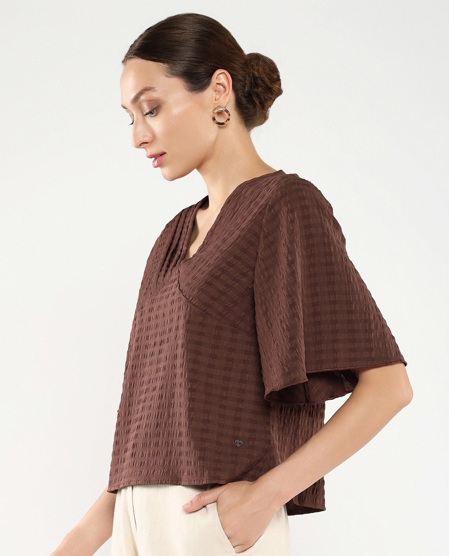 Rareism Women Tolah Brown Plain Top