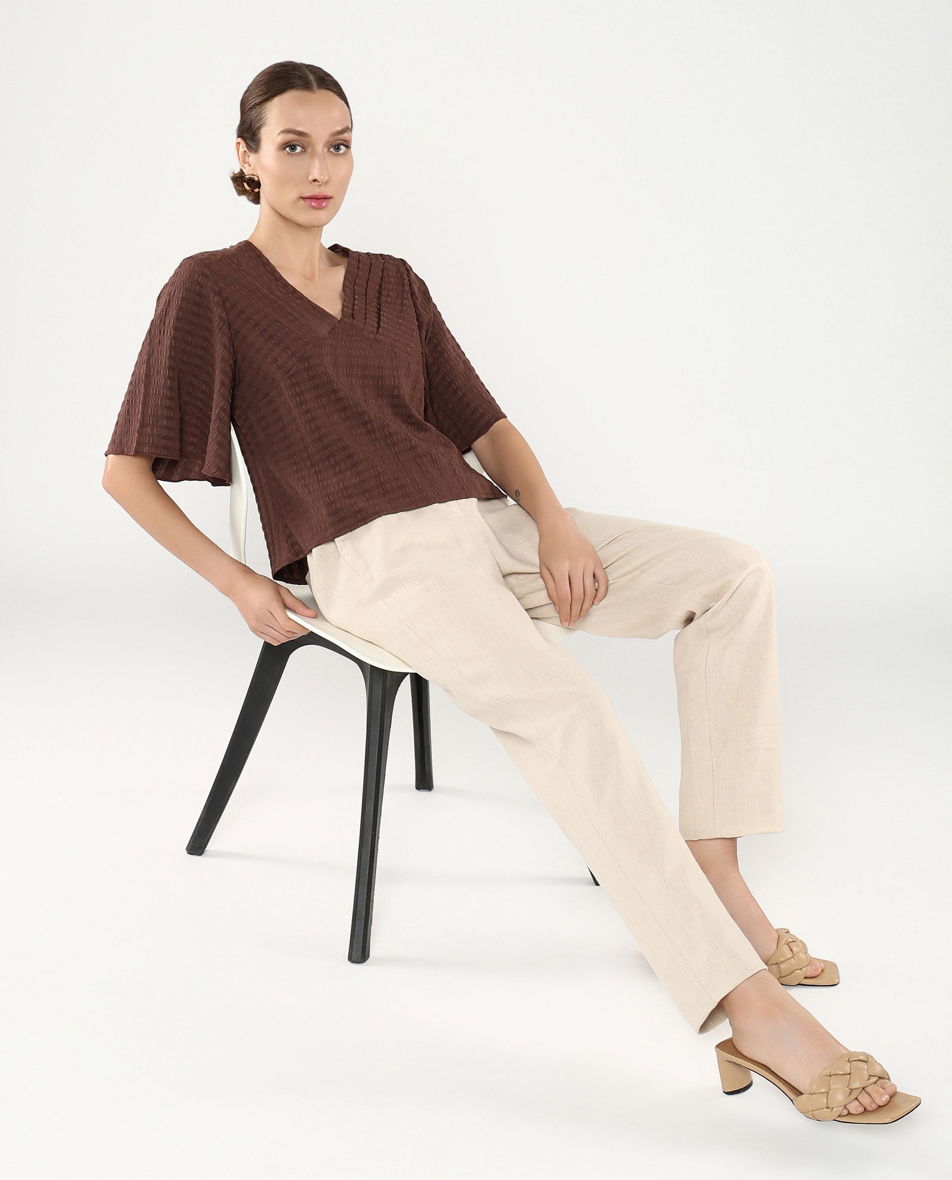 Rareism Women Tolah Brown Plain Top