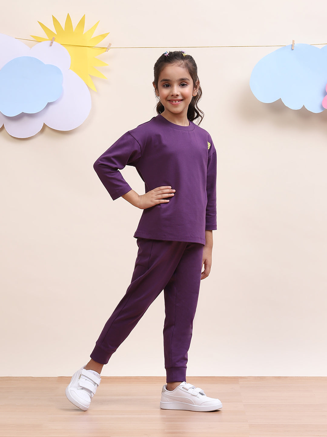 Unisex Kids Comfortable Purple Set