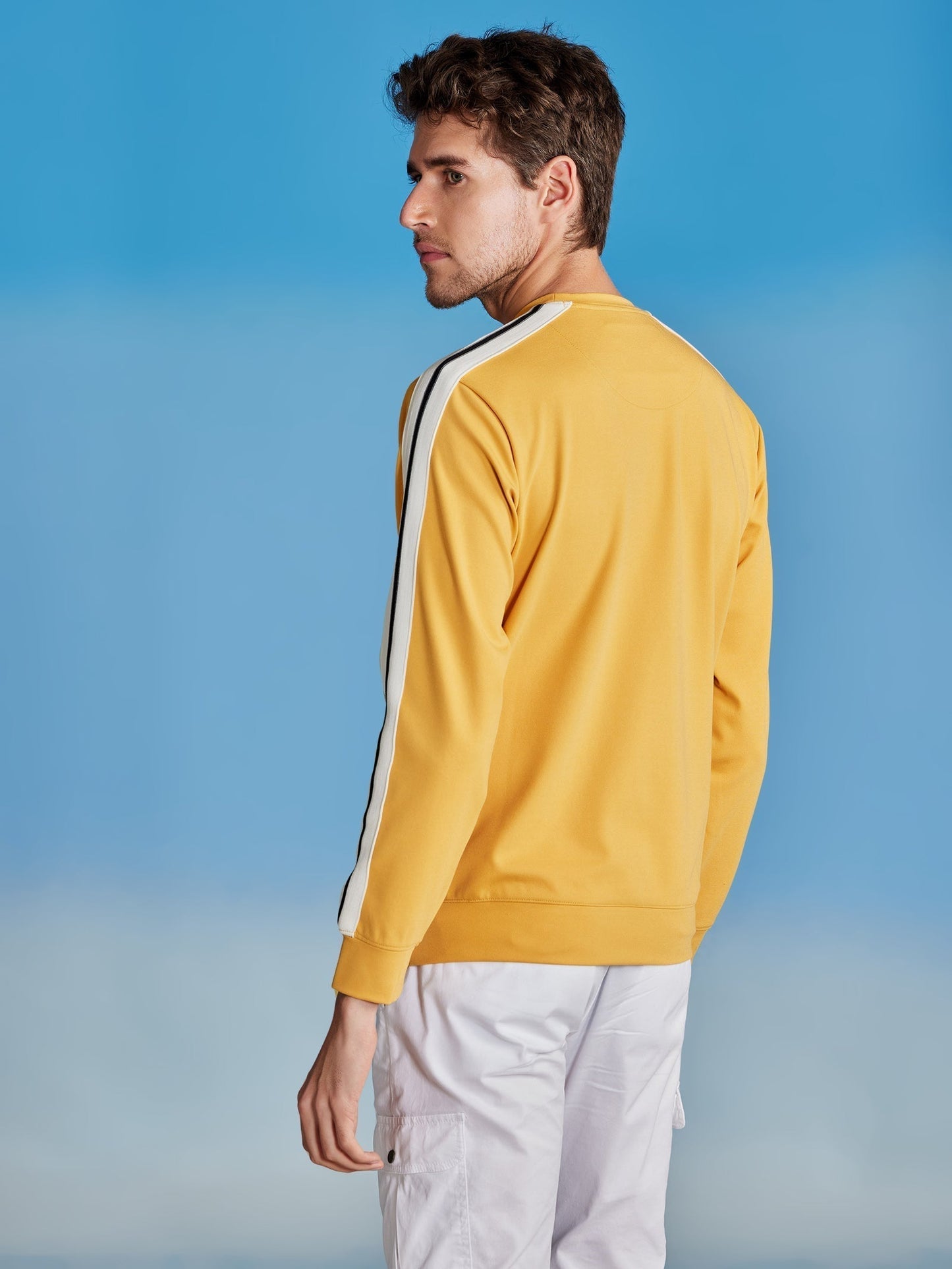 Yellow Chest Print 4-Way Stretch Sweatshirt