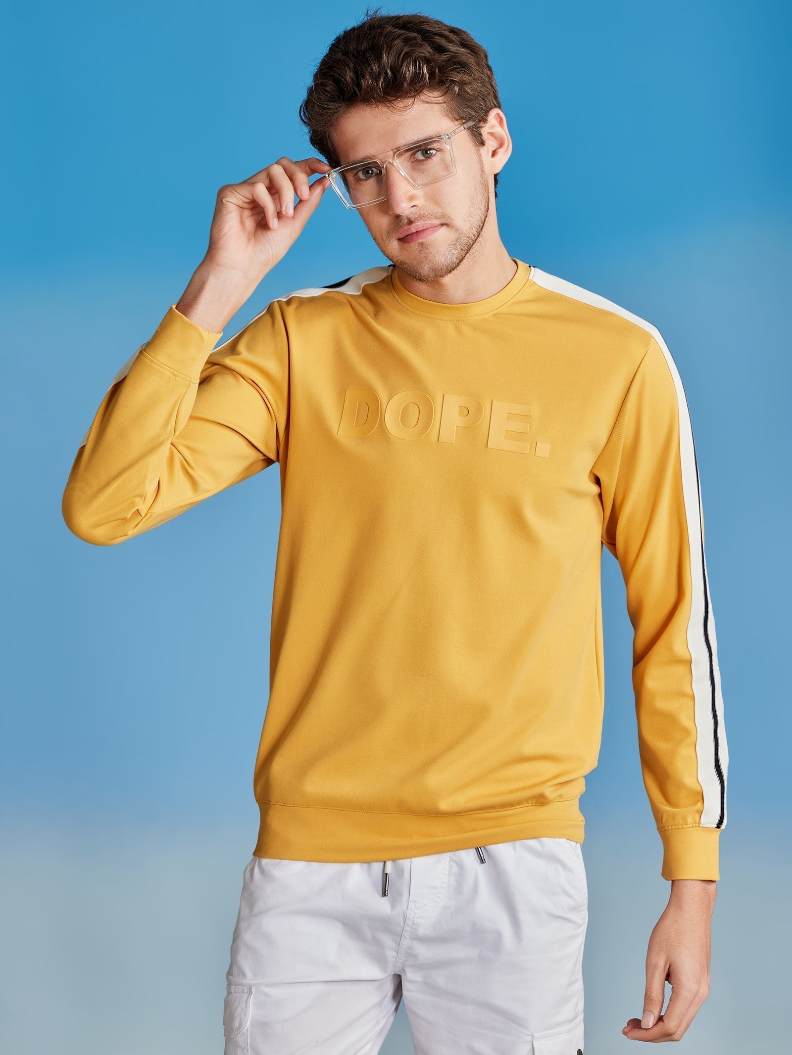 Yellow Chest Print 4-Way Stretch Sweatshirt