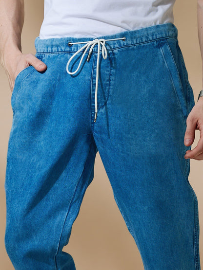 Blue Linen Travel Pant