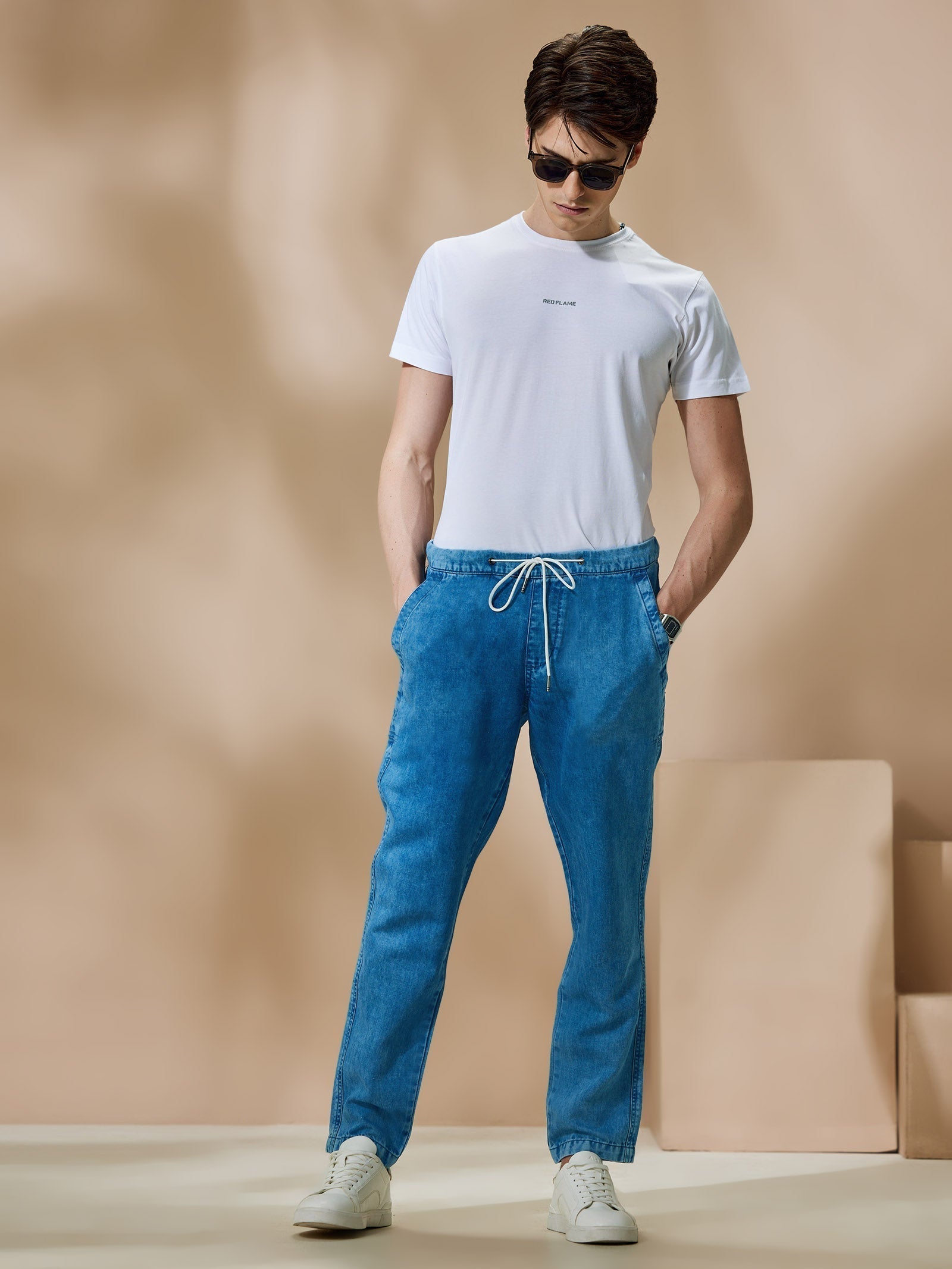 Blue Linen Travel Pant