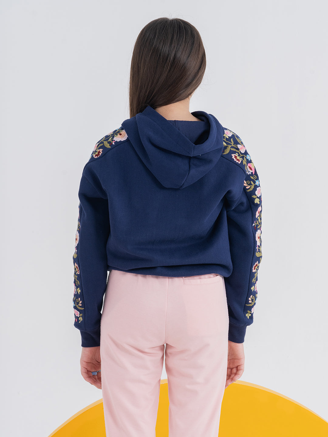 Thread Embroidered Hoodie with Kangaroo Pocket