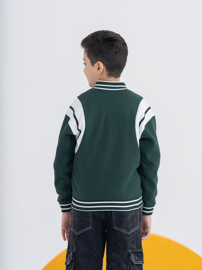 Teal Green And White Color Blocking Unisex Jackets