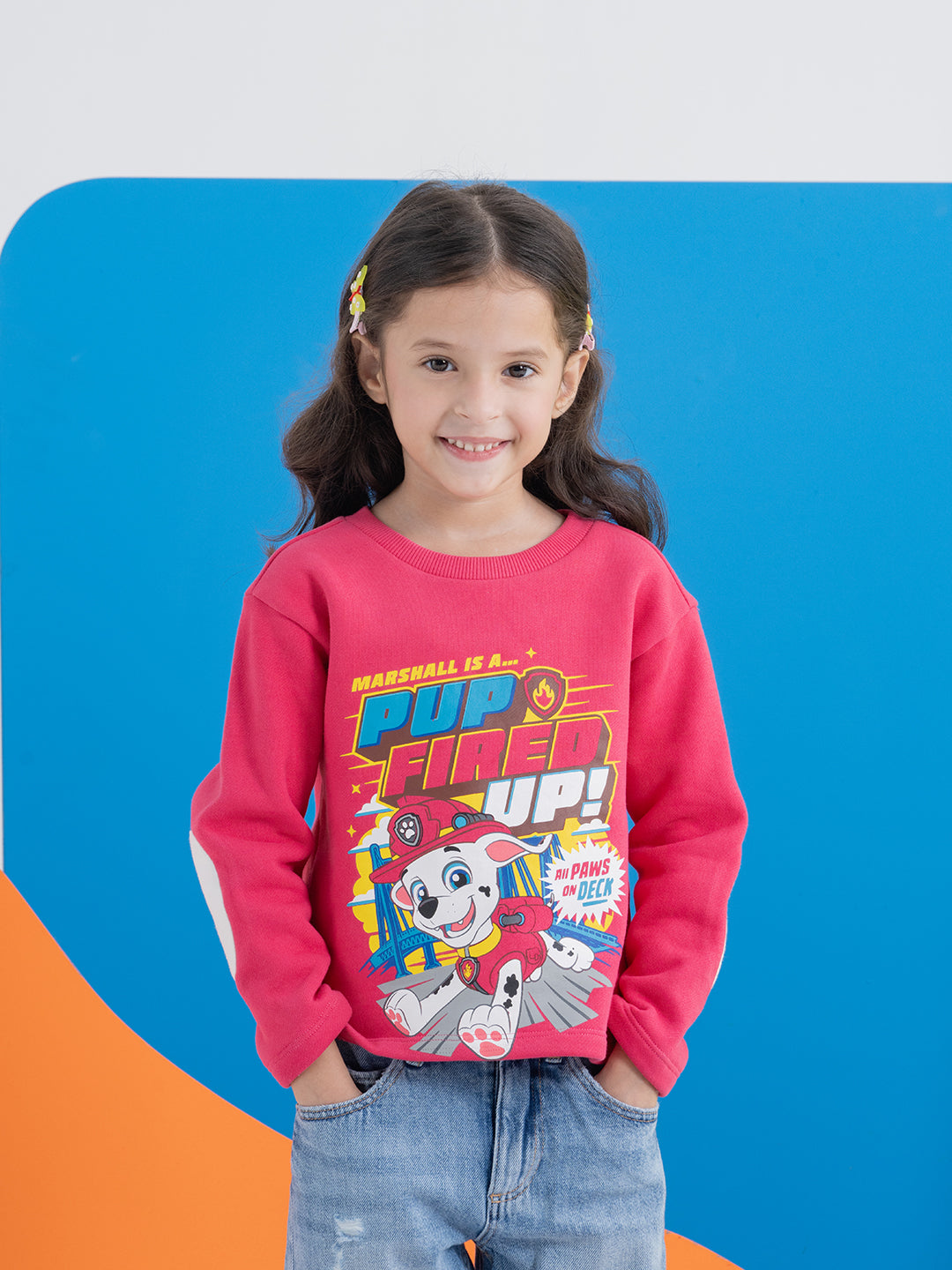 Chest Printed Paw Patrol Pink Sweatshirts