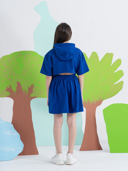 Delightful Blue Dress with Unique Back Silhouette