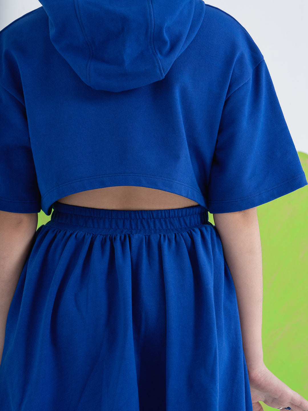 Delightful Blue Dress with Unique Back Silhouette