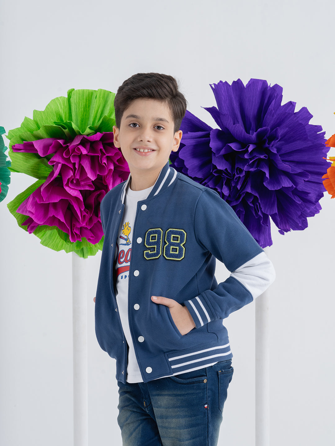 Premium Blue Color-Blocking Boys Jackets