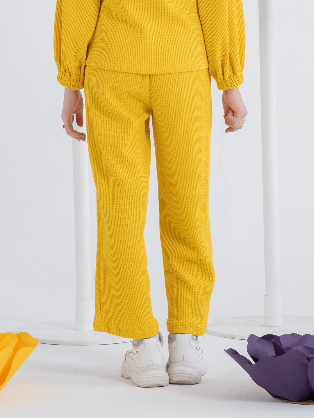 Vivid Yellow Peter Pan Collar Top and Pant Set