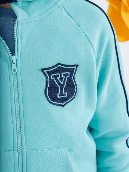 Boys Sky Blue Hoodie With Kangaroo Pockets