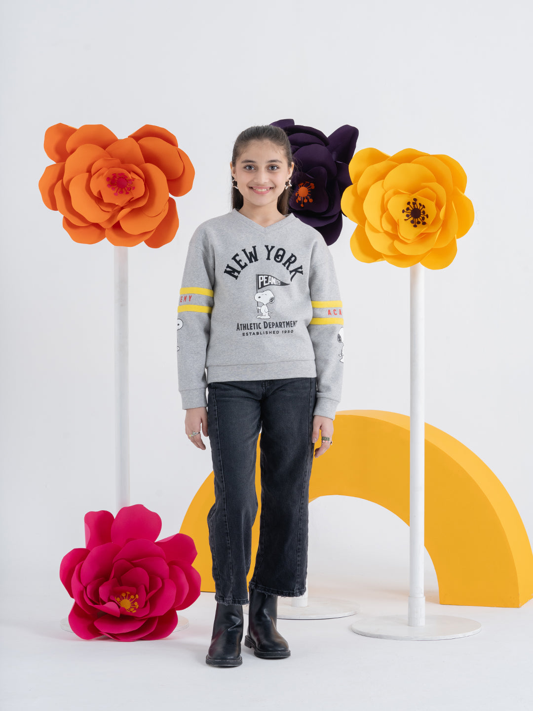 Peanut Girls Casual Sweatshirt With Contrast Patch