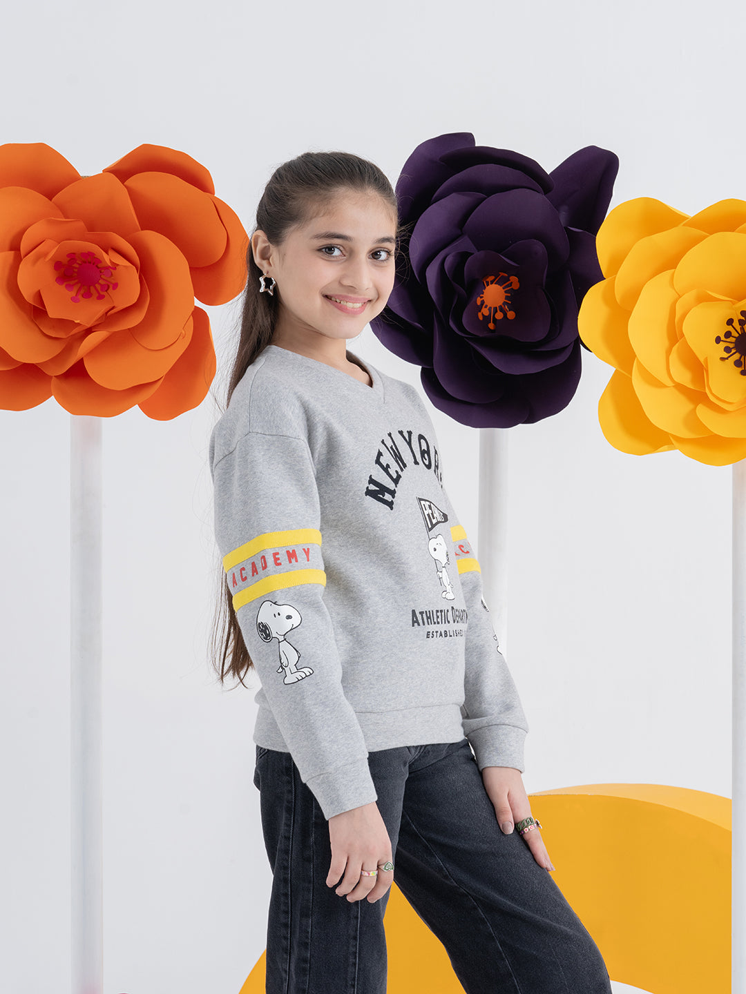 Peanut Girls Casual Sweatshirt With Contrast Patch