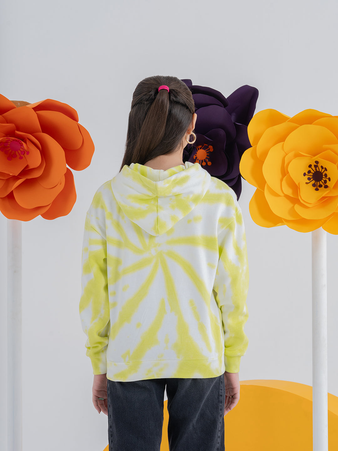 Vibrant Yellow Tie Die Girl's Hoodie