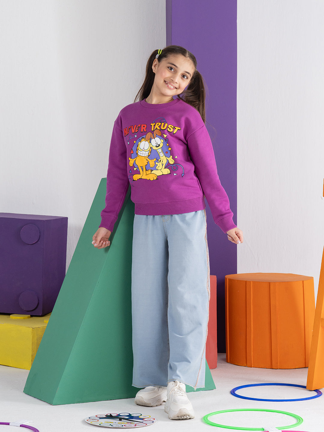 Garfield Purple Printed Sweatshirt