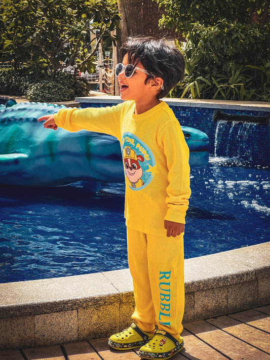 Boys Cotton Yellow Paw Patrol Night Wear Set