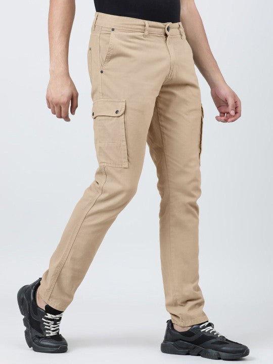 MEN-SOLID-SLIM-FIT-CARGO-TROUSERS