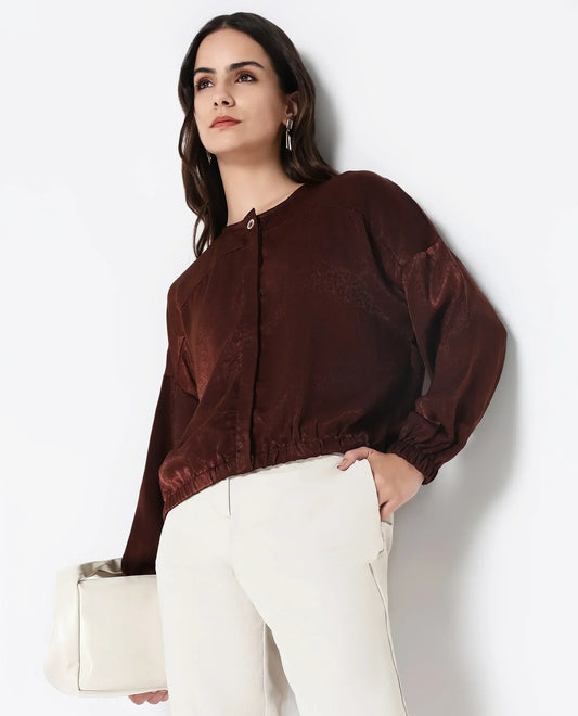 Rareism Women Zerra Brown Plain Top